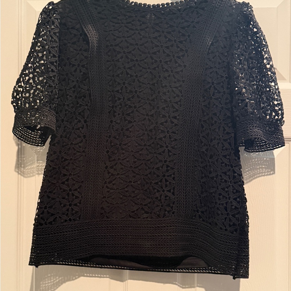 Belk Elegant Black Crochet Blouse